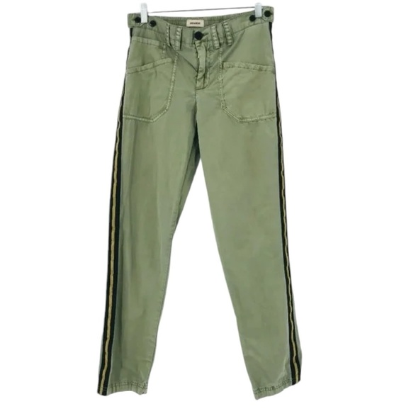 Zadig & Voltaire green pants Pamela Pomelo Side stripe Straight leg Trousers XS - Picture 2 of 15
